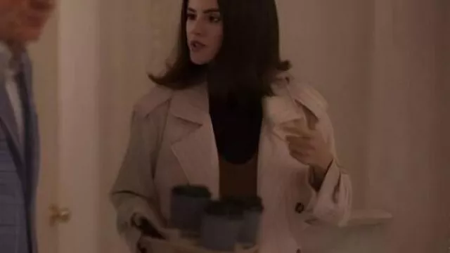 Only Murders in the Building Pinstriped Trench Coat worn by Mabel Mora (Selena Gomez) as seen in Only Murders in the Building (S05E03)
