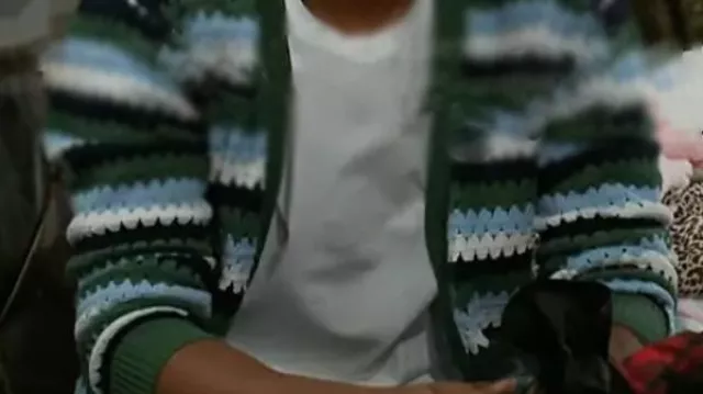 Green Striped Cardigan worn by Jaden Lucas Miller in The Gates (2025)