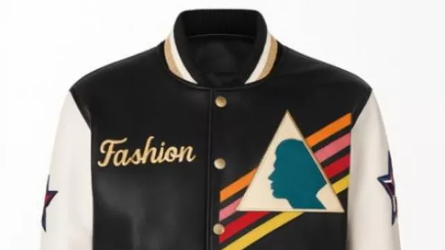 Veste Varsity en cuir triangle multicolore pour homme