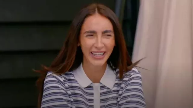 Cernucci Textured Stripe Short Sleeve Polo - Blue worn by Jodie Wells as seen in The Only Way Is Essex (S35E12)