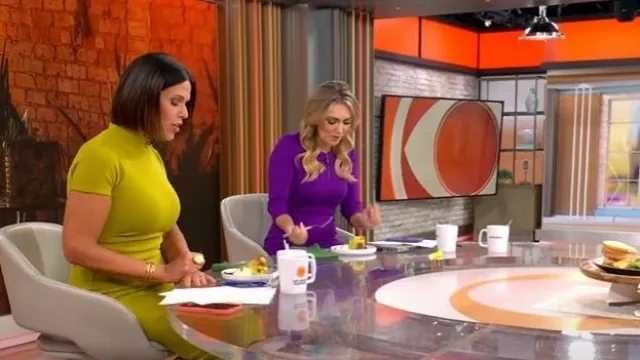 Robe à manches 3/4 Nora Gardner Daphne portée par Kelly O’Grady telle qu’elle est vue dans CBS Mornings le 21 septembre 2025