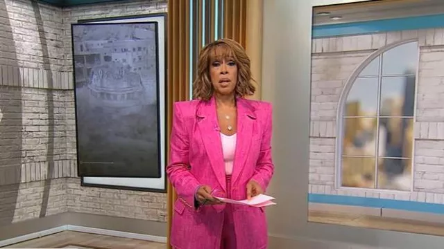 Sergio Hudson Double Breasted Denim Blazer worn by Gayle King in CBS Mornings on September 22, 2025