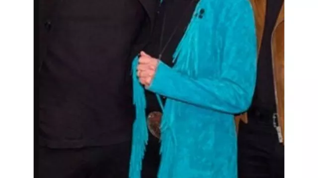 Blue Suede Fringe Maxi Coat worn by (Reba McEntire) in The Voice (S28)