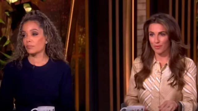 Veronica Beard Pryce Striped Silk-Blend Shirtdress worn by Alyssa Farah Griffin as seen in The View on September 23, 2025