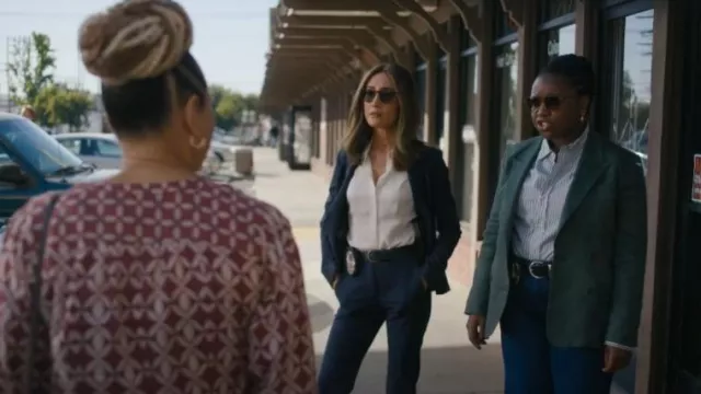 Theory Flared Trousers worn by Detective Renée Ballard (Maggie Q) as seen in Ballard (S01E09)
