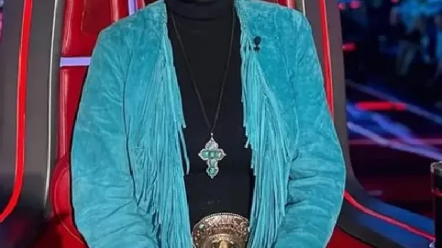 Blue Fringe Jacket worn by Reba McEntire in The Voice S28