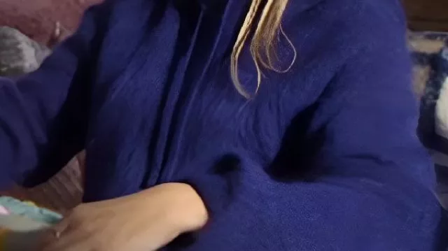 Blue Knitted Hoodie (0 reviews) worn by (Michelle Keegan) in Brassic