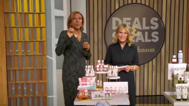Vestido de punto floral de Jason Wu usado por Robin Roberts como se ve en Good Morning America el 24 de septiembre de 2025