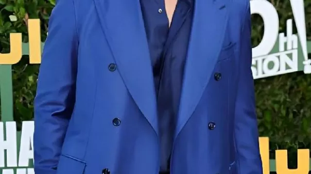 Glen Powell Red Carpet Premiere Of Hulu’s Chad Powers Blue Blazer