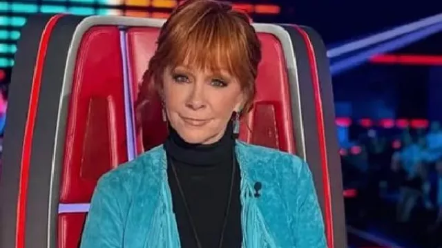 Reba McEntire The Voice S28 Blue Fringe Jacket worn by Reba McEntire as seen in The Voice