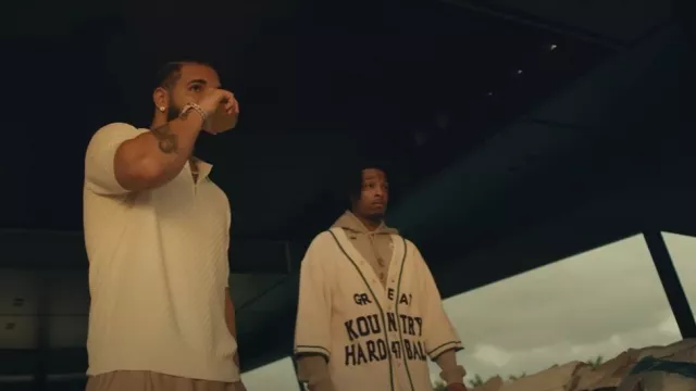 Sweat à capuche Loewe Grey Anagram Flowers porté par 21 Savage en Drake, 21 Savage - Spin Bout U