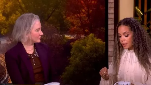 Zara Rhinestone Beaded Polo Top worn by Clea Shearer as seen in The View on  September 25, 2025
