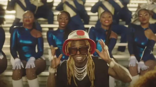 Lunettes de soleil oversize Gucci marron et jaune portées par Lil Wayne en 2 Chainz - Money Maker ft. Lil Wayne