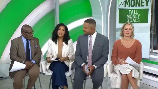 A.L.C. Kimby Sweater in Burnt Terracotta worn by Dylan Dreyer as seen in Today on September 25, 2025