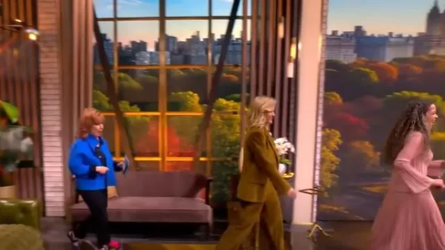 Zimmermann Lucky Pleated Metallic Maxi Skirt worn by Sunny Hostin as seen in The View on September 30, 2025