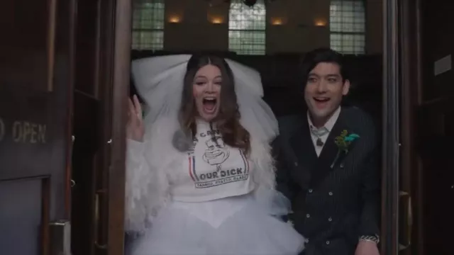 Richard Nixon Graphic Tee worn by Jessica Salmon (Megan Stalter) as seen in Too Much (S01E10)