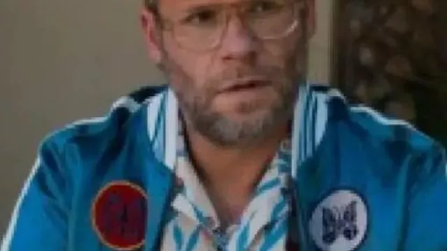 Camisa estampada de pez platónico usada por Will (Seth Rogen) como se ve en Platónico (S02E07)