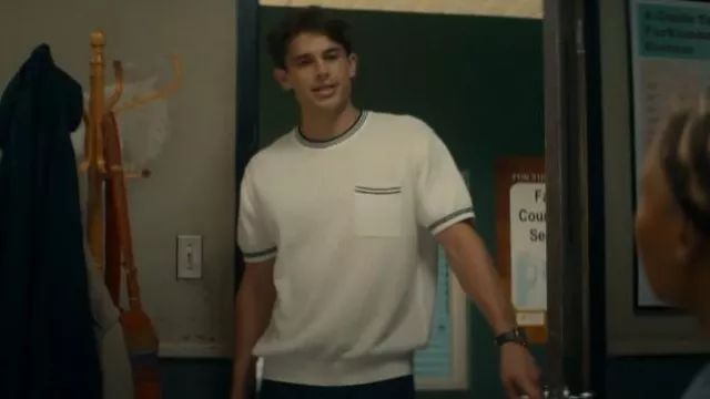 Club Monaco Open Stitch Tipped Knitted Shirt portée par Charlie Porter (Brian Altemus) comme on le voit dans Brilliant Minds (S02E01)
