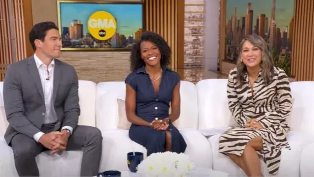 Lauren Ralph Lauren Animal Print Wrap Midi Dress worn by Ginger Zee as seen in Good Morning America on October 1, 2025