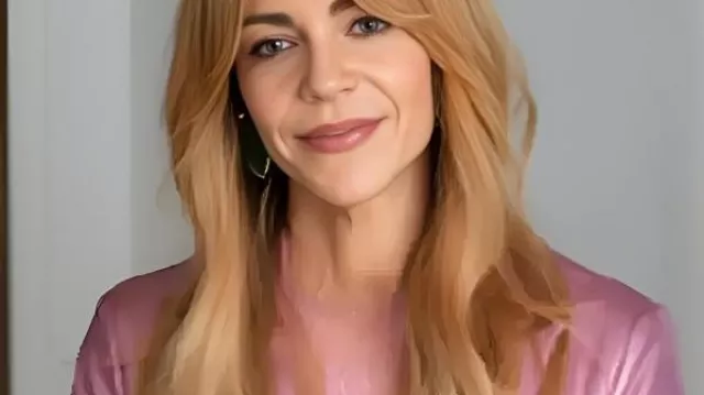 Kaitlin Olson High Potential S02 Pink Leather Blazer worn by Morgan Gillory (Kaitlin Olson) as seen in High Potential (S02E03)