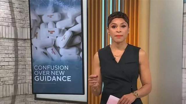 Gilet Theory Wrap en Good Wool porté par Jericka Duncan comme on le voit dans CBS Mornings le 24 septembre 2025