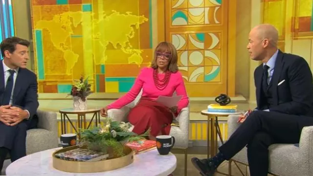 Vestido Line & Dot Frankie usado por Gayle King como se ve en CBS Mornings el 1 de octubre de 2025