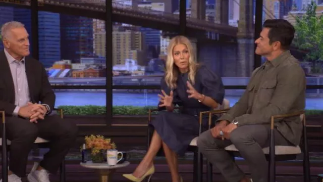 Chloe Balloon Sleeve Belted Linen Drill Dress worn by Kelly Ripa as seen in LIVE with Kelly and Mark on September 24, 2025