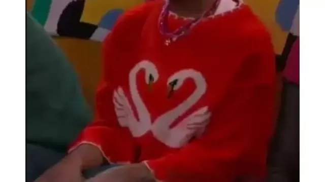 Swan Heart Sweater worn by (Taylor Cora) in Wizards Beyond Waverly Place (S01)