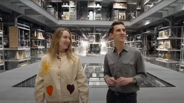 L.F.Markey Wide Chore Coat Agora Print worn by Georgia Haseldine as seen in Today on October 2, 2025