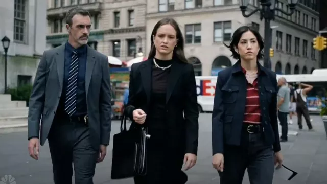 Theory Crepe Blazer worn by Julia Keaton (Christine Spang) as seen in Law & Order (S25E01)