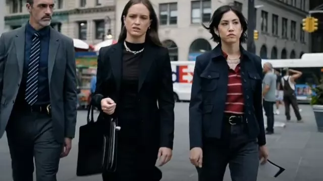 Nili Lotan Jamison wool-twill jacket Midnight Blue worn by Violet Yee (Connie Shi) as seen in Law & Order (S25E01)