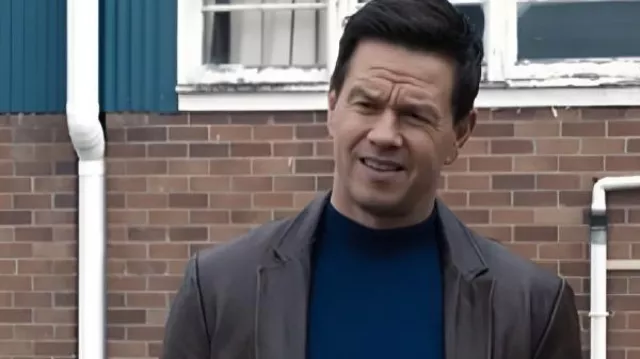 Play Dirty 2025 Mark Wahlberg Blazer de cuero marrón usado por Parker (Mark Wahlberg) como se ve en Play Dirty