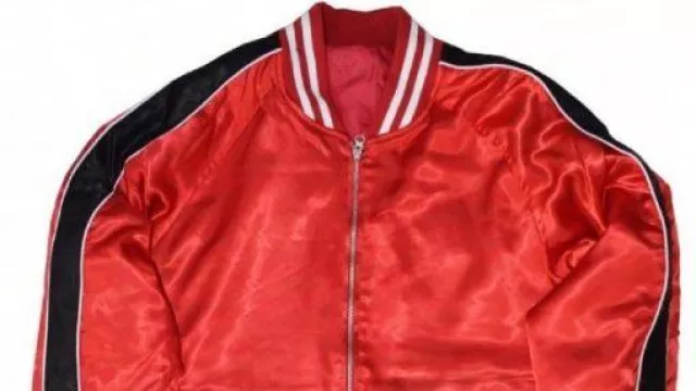1950s Lenny Lone Wolf Red Satin Bomber Jacket