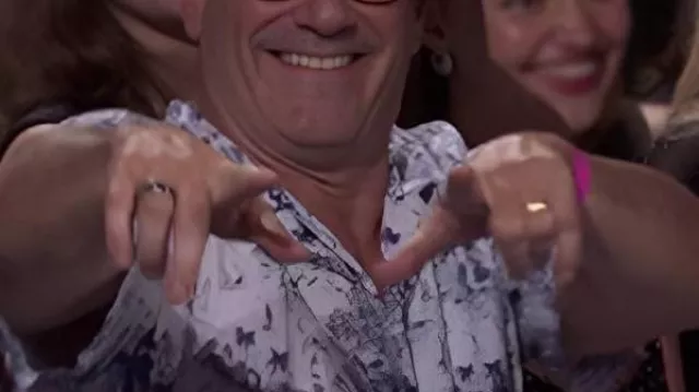 Set de pantalones cortos con gráficos azules de Jon Hamm de Saturday Night Live