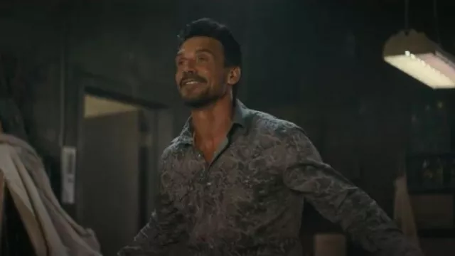Wrangler Retro Men's Floral print Long Sleeve Snap Western Shirt worn by Bill Bevilaqua (Frank Grillo) as seen in Tulsa King (S03E02)