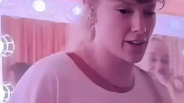 Release Party Of A Showgirl White T-Shirt worn by Taylor Swift in Taylor Swift - The Life of a Showgirl (Feat. Sabrina Carpenter) (Lyric Video)