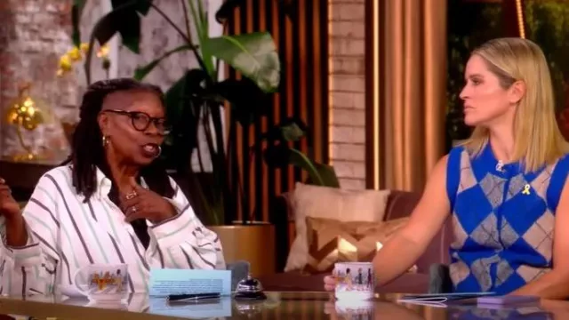 Marrakshi Life The Oversized Shirt with Collar worn by Whoopi Goldberg as seen in The View on October 7, 2025