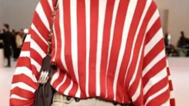 Red Striped Blouse worn by Lana Del Rey in Lana Del Rey arrival at show Zimmermann Paris 6 october 2025 Fashion Week