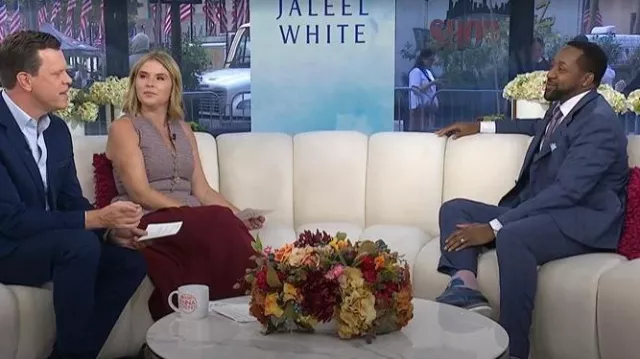 Rosie Assoulin Long Peplum Dress worn by Jenna Bush Hager as seen in Today with Jenna & Friends on October 7, 2025