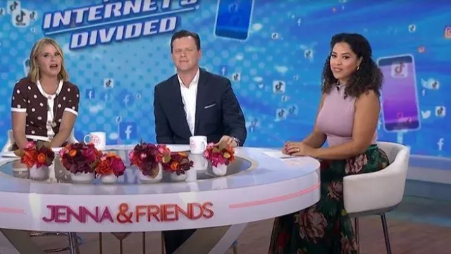Afibi Maxi Chiffon Skirt worn by Arianna Davis as seen in Today with Jenna & Friends on October 8, 2025