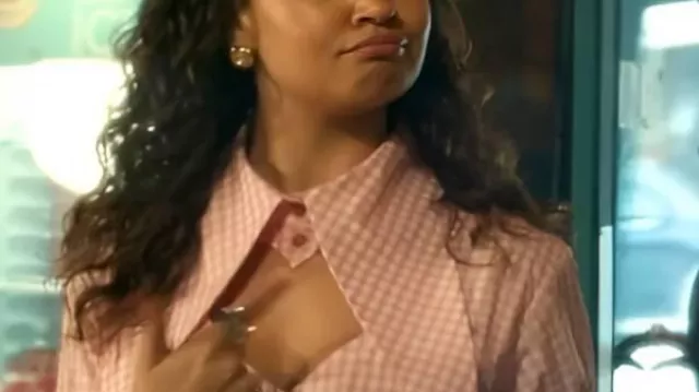 Maintenance Required 2025 Madison Bailey Pink Cut Out Blouse worn by Izzy (Madison Bailey) in Maintenance Required