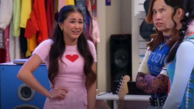 Sugar Thrillz Love Letters Heart Sweater worn by Posey (Lumi Pollack) as seen in Electric Bloom (S01E08)
