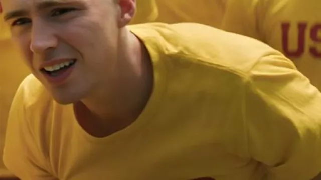 Boots Miles Heizer USMC Yellow T-Shirt worn by Miles Heizer in Boots Season 1 Teaser