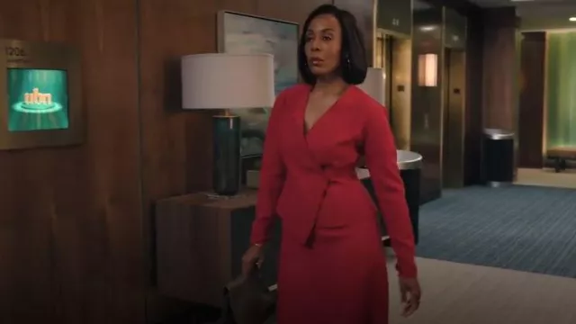 Lafayette 148 New York Chaqueta Ajustada Asimétrica Dobby de Algodón Orgánico usada por Mia Jordan (Karen Pittman) como se ve en The Morning Show (S04E05)