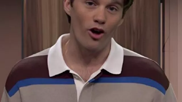 SNL S51 Tommy Brennan Rugby Polo Striped Sweater worn by (Tommy Brennan) in Saturday Night Live