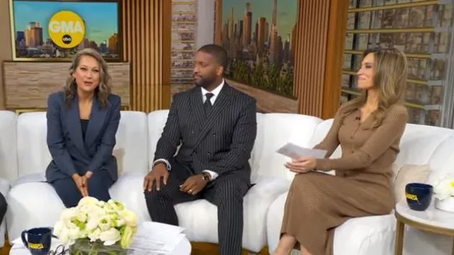 Robe Rowan de Central Park West portée par Rhiannon Ally telle que vue dans Good Morning America le 15 octobre 2025