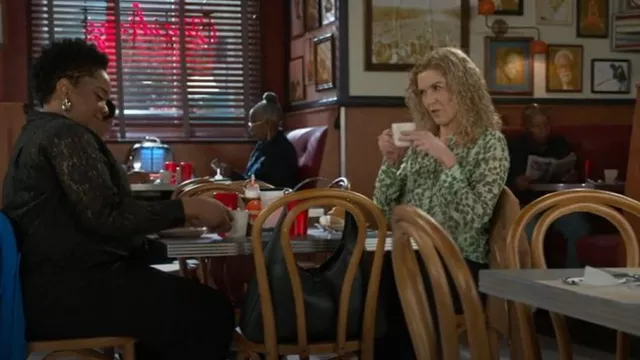 Kut from the Kloth Jasmine Chiffon Button-Up Shirt worn by Jan Morgan(Jerri Tubbs) as seen in Beyond the Gates (S01E138)