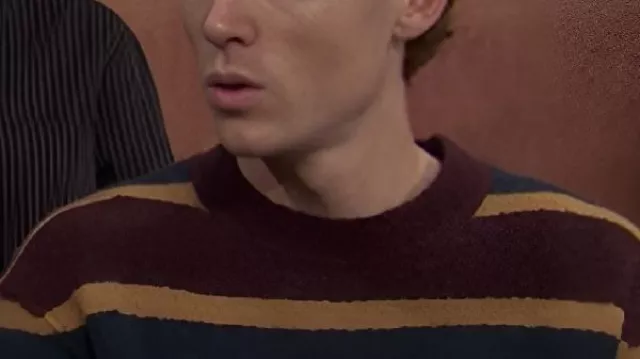 SNL Season 51 Ben Marshall Stripe Knitted Sweater worn by Ben Marshall in Saturday Night Live