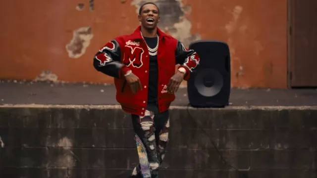 Who Decides War Black Distressed Roygbiv Fusion Jeans worn by A Boogie wit da Hoodie in A Boogie Wit da Hoodie - Did Me Wrong (Directed by Kai Cenat) [Official Music Video]