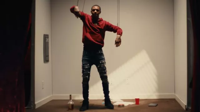 Christian Louboutin Black Suede Spikes High Top Sneakers worn by A Boogie wit da Hoodie in A Boogie Wit da Hoodie - Did Me Wrong (Directed by Kai Cenat) [Official Music Video]